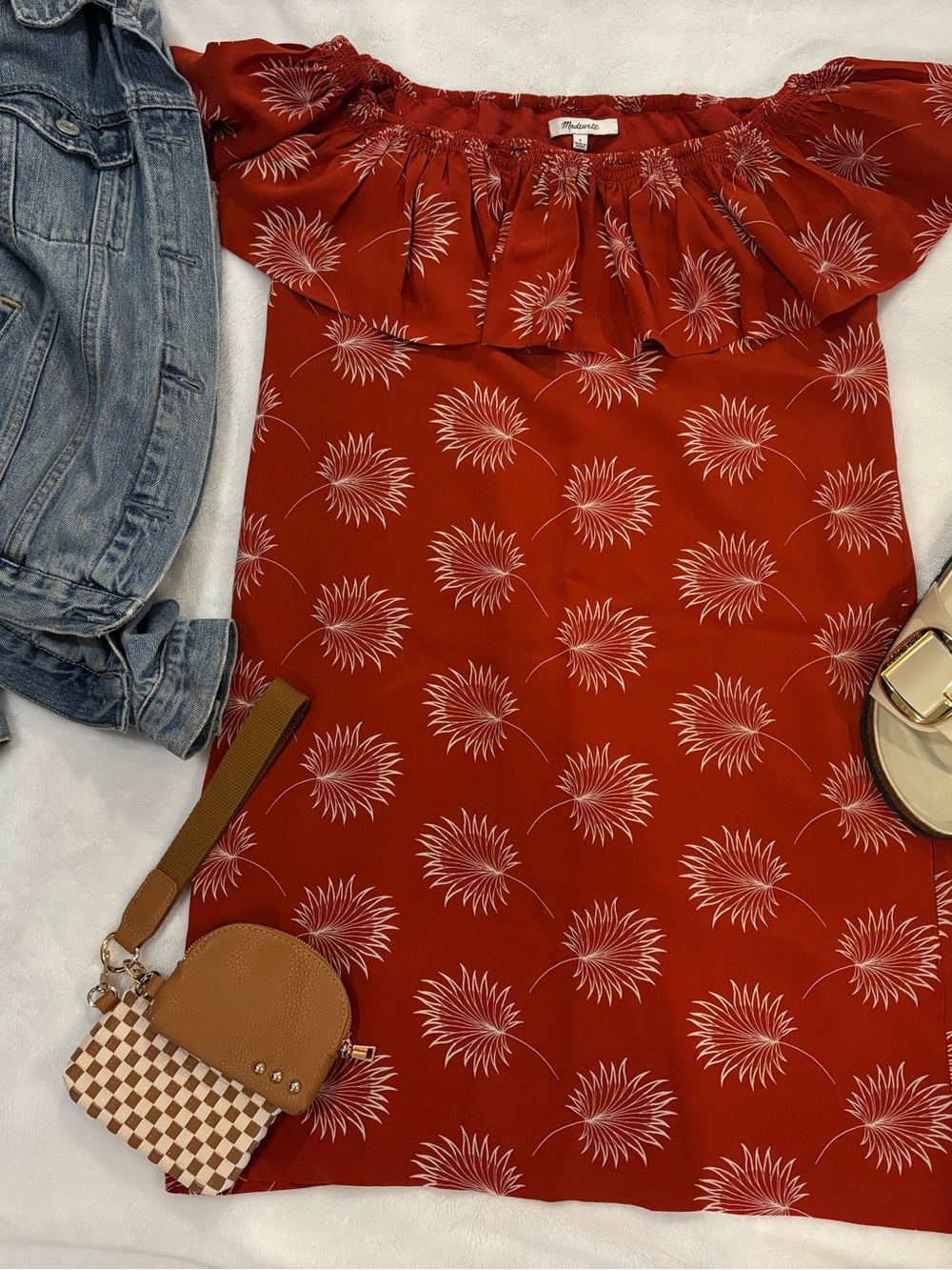 Madewell Silk Off The Shoulder Floral Vacation Dress - size Small